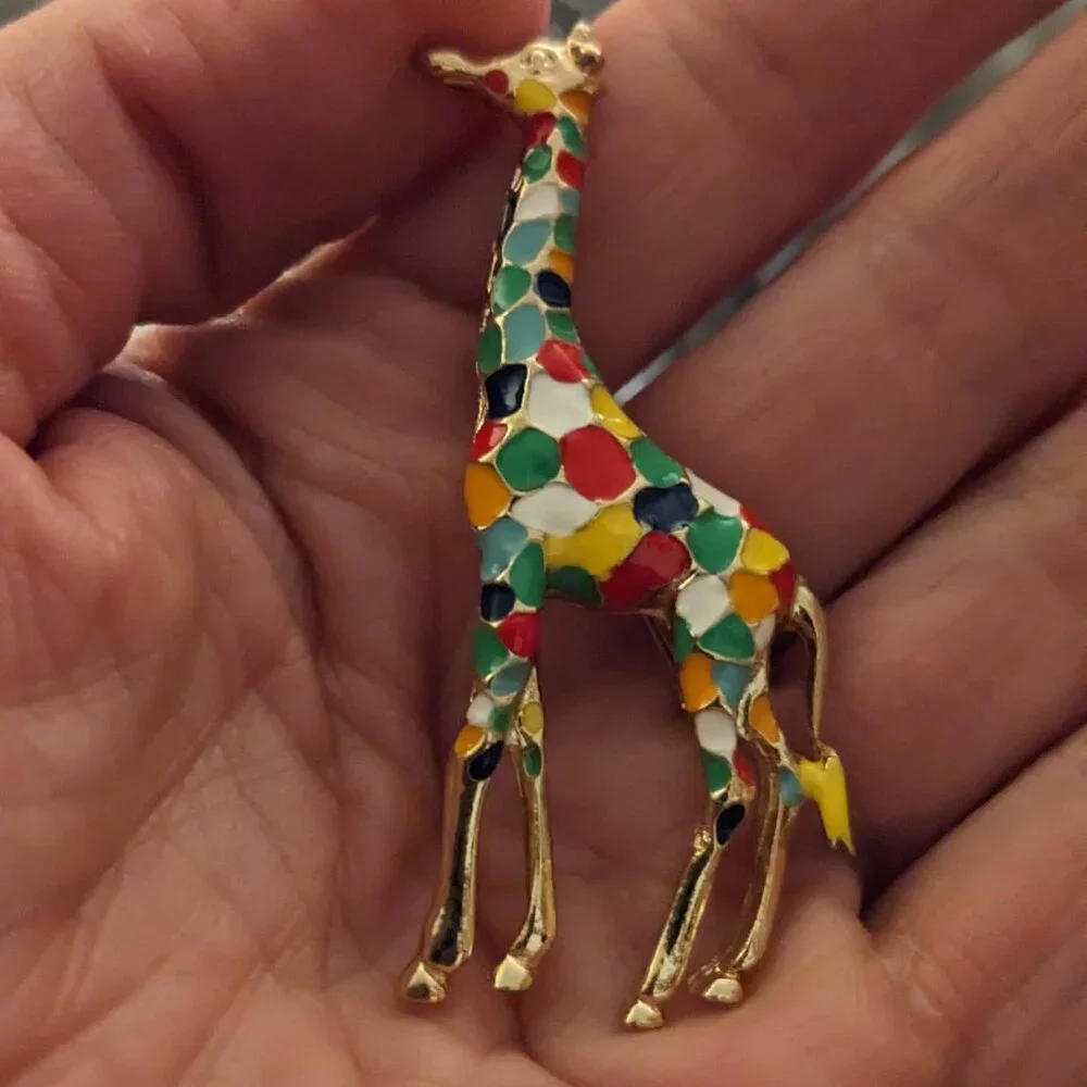 Colorful‎ Enamel Giraffe Brooch Pin